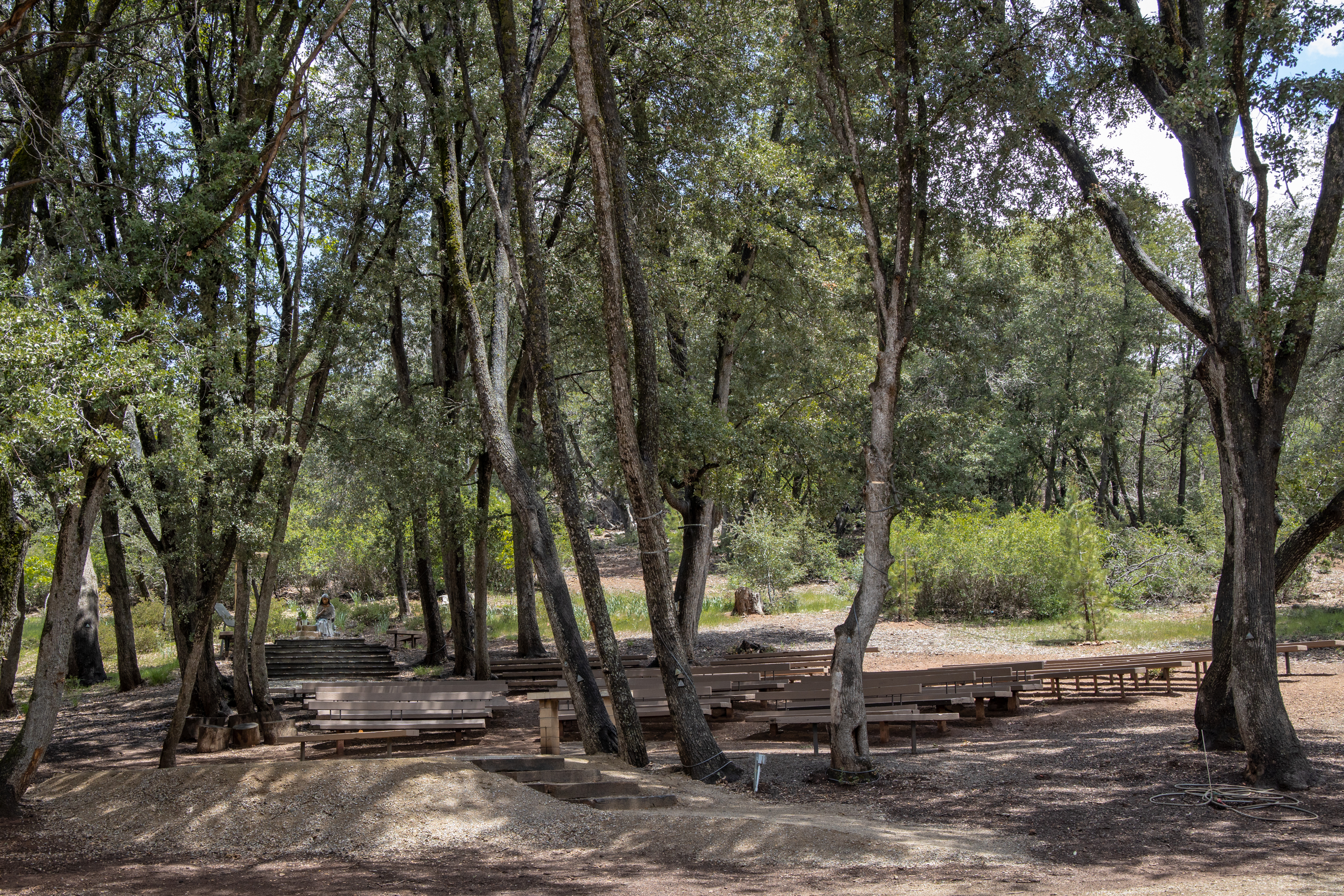 Mary's Grotto benches and altar