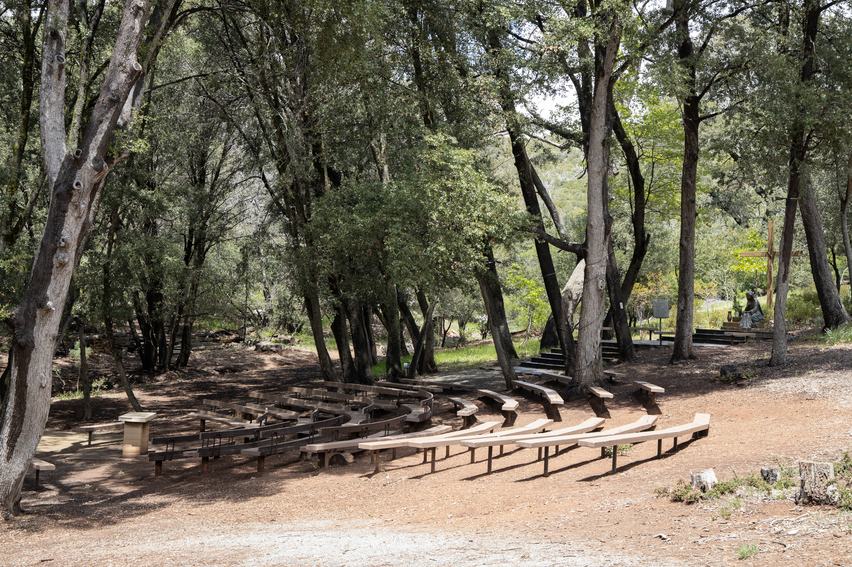 Mary's Grotto benches and altar