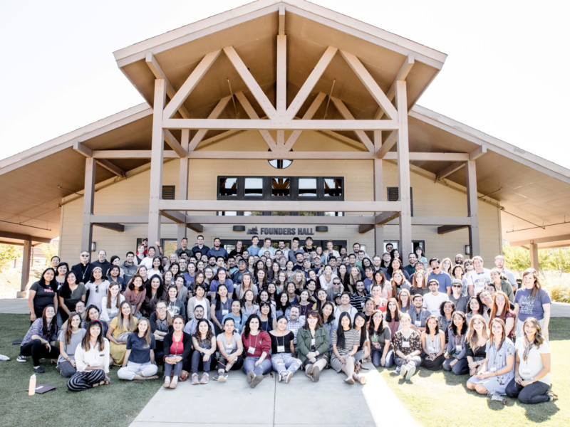 Young Adult group in front of Founders Hall